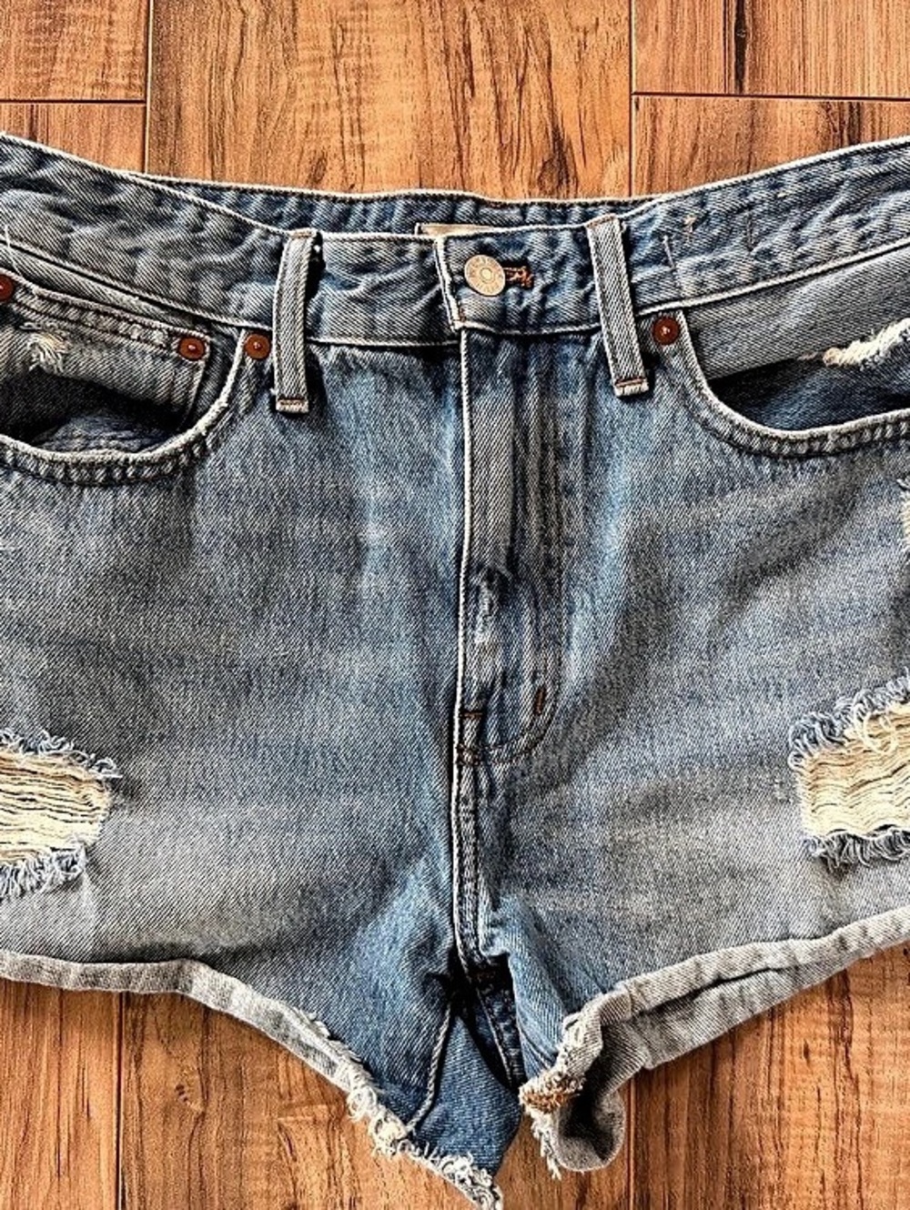 Madewell Relaxed Denim Cutoff Shorts Distressed Jean Blue Waist Size 28